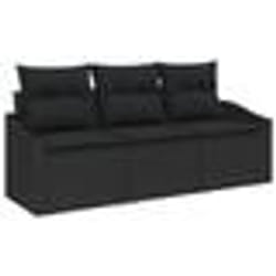 vidaXL Ensemble de canapés de jardin 3 pièces avec coussins noir rotin poly