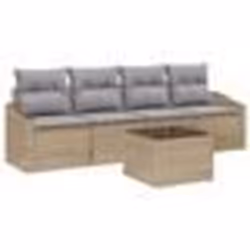 vidaXL Ensemble de Canapé de Jardin 5 pièces avec coussins Beige en Rattan