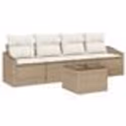 vidaXL Ensemble de 5 Canapés de Jardin avec Coussins Beige en Poly Rattan