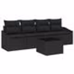 vidaXL Ensemble de Canapés de Jardin 5 Pièces avec Coussins Noir Poly Rattan