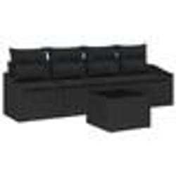 vidaXL Ensemble de Canapés de Jardin 5 Pièces avec Coussins Noir Poly Rattan