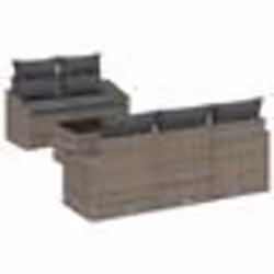 vidaXL Ensemble de Canapés de Jardin 6 Pièces avec Coussins Gris Rattan Poly