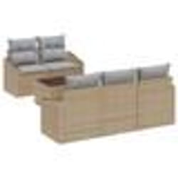 vidaXL Ensemble de Canapés de Jardin avec Coussins Beiges en Poly Rattan