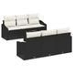 vidaXL Ensemble de Canapé de Jardin 7 pièces avec Coussins Noir Poly Rattan