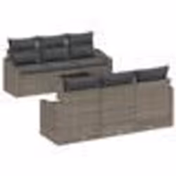 vidaXL Ensemble de canapé de jardin 7 pièces avec coussins gris en poly rattan