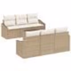 vidaXL Ensemble de canapés de jardin de 7 pièces avec coussins beige en poly rattan