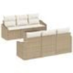 vidaXL Ensemble de canapés de jardin de 7 pièces avec coussins beige en poly rattan