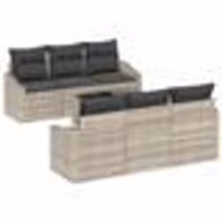 vidaXL Set de Canapé de Jardin 7 Pièces avec Coussins Gris Clair Poly Rattan