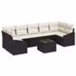vidaXL Ensemble de canapé de jardin 8 pièces avec coussins en poly rattan noir
