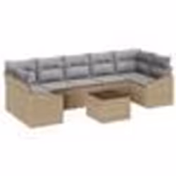 vidaXL Ensemble de Canapés de Jardin de 8 pièces avec Coussins Beige Rattan Poly