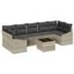 vidaXL Ensemble de Canapé de Jardin 8 pièces avec Coussins Gris Clair Poly Rattan