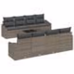 vidaXL Ensemble de sofa de jardin 9 pièces avec coussins gris poly rotin