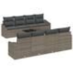 vidaXL Ensemble de sofa de jardin 9 pièces avec coussins gris poly rotin