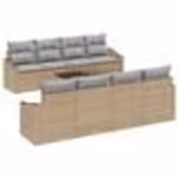 vidaXL Set de canapés de jardin 9 pièces avec coussins beige polyrotin