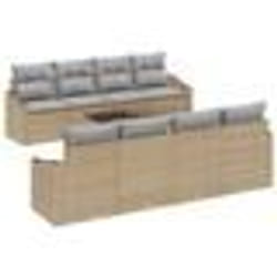 vidaXL Set de canapés de jardin 9 pièces avec coussins beige polyrotin