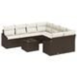 vidaXL Ensemble de canapé de jardin 9 pièces avec coussins marron poly rotin