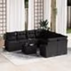 vidaXL Ensemble de canapé de jardin 9 pièces avec coussins en poly rotin noir