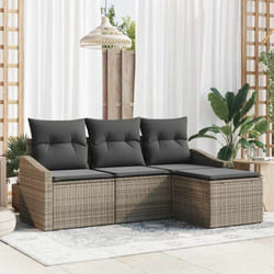 Ensemble De Canapé De Jardin 4 Pcs Gris Poly Rotin Vidaxl