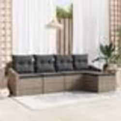 vidaXL Ensemble de Canapé de Jardin de 5 Pièces avec Coussins Gris Poly Rattan