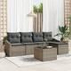 vidaXL Ensemble de canapés de jardin 5 pièces avec coussins en poly rattan noir