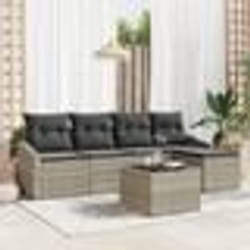 vidaXL Ensemble de canapés de jardin de 6 pièces avec coussins gris en poly rattan