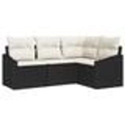 vidaXL Ensemble de Canapé de Jardin 4 Pièces avec Coussins en Poly Rattan Noir