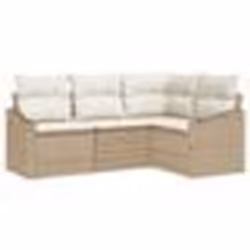 vidaXL Ensemble de canapé de jardin 4 pièces avec coussins en poly rattan beige