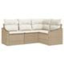 vidaXL Ensemble de canapé de jardin 4 pièces avec coussins en poly rattan beige