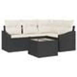 vidaXL Ensemble de Canapé de Jardin de 4 Pièces avec Coussins en Rotin Poly Brown