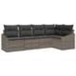 vidaXL Ensemble de canapé de jardin 5 pièces avec coussins gris en polyrotin