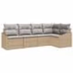 vidaXL Ensemble de canapés de jardin 5 pièces avec coussins beige poly rattan