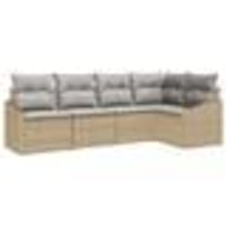vidaXL Ensemble de canapés de jardin 5 pièces avec coussins beige poly rattan