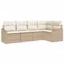 vidaXL Ensemble de Canapé de Jardin 5 pièces avec Coussins Beige en Rattan
