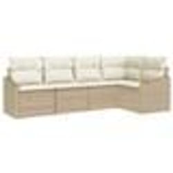 vidaXL Ensemble de Canapé de Jardin 5 pièces avec Coussins Beige en Rattan