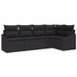 vidaXL Ensemble de canapé de jardin 5 pièces avec coussins Noir Poly Rattan