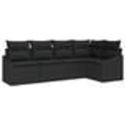 vidaXL Ensemble de canapé de jardin 5 pièces avec coussins Noir Poly Rattan