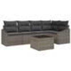 vidaXL Ensemble Canapé Jardin 5 Pièces avec Coussins Noir Rotin Poly