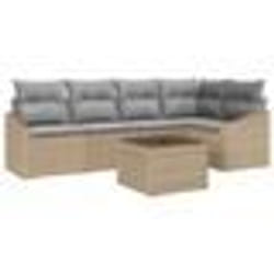 vidaXL Ensemble de canapé de jardin 6 pièces avec coussins noirs en poly rattan