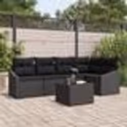 vidaXL Set de canapé de jardin 6 pièces avec coussins beige en poly rotin