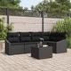 vidaXL Set de canapé de jardin 6 pièces avec coussins beige en poly rotin