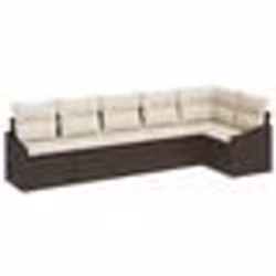 vidaXL Ensemble de Canapé de Jardin 6 Pièces avec Coussins en Rotin Poly Marron