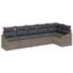 vidaXL Set de 6 canapés de jardin avec coussins gris poly rotin