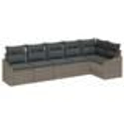 vidaXL Set de 6 canapés de jardin avec coussins gris poly rotin