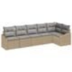 vidaXL Ensemble de 6 canapés de jardin avec coussins beige poly rotin