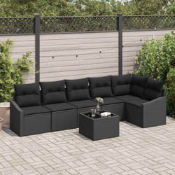 Vidaxl Ensemble De Canapé De Jardin 7 Pcs Noir Poly Rotin