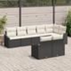 vidaXL Ensemble de canapé de jardin en 8 pièces avec coussins en poly rattan noir