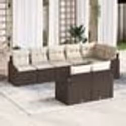 vidaXL Ensemble de canapés de jardin 8 pièces avec coussins en poly rotin marron