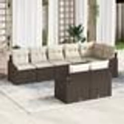 vidaXL Ensemble de canapés de jardin 8 pièces avec coussins en poly rotin marron