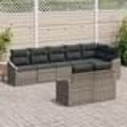 vidaXL Ensemble de salon de jardin de 8 pièces avec coussins en poly rotin gris