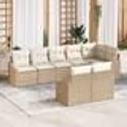 vidaXL Ensemble de canapé de jardin 8 pièces avec coussins Beige en poly rotin